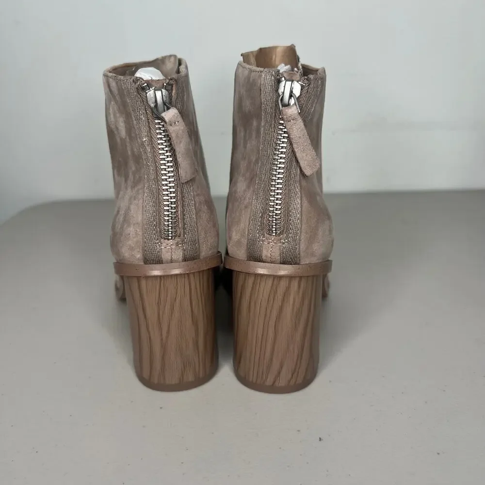 Splendid Magnolia Grey Beige Woodgrain Block Heel Bootie 6